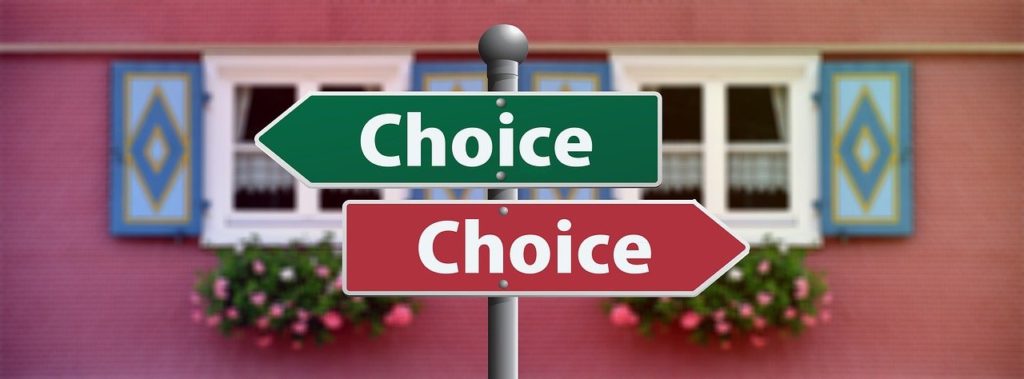 a signpost saying choice this way for choosing currculum