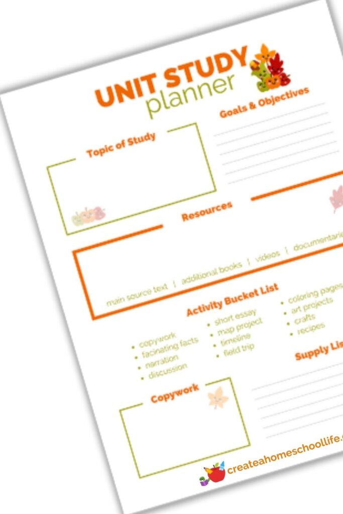 simple layflat image pin of fall unit study planner no extra words