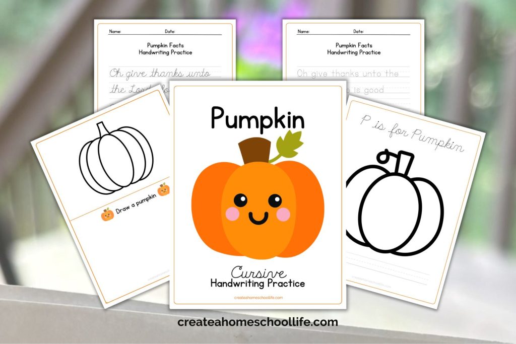 picture of simple pumpkin fact handwriting practice worksheets in manuscript